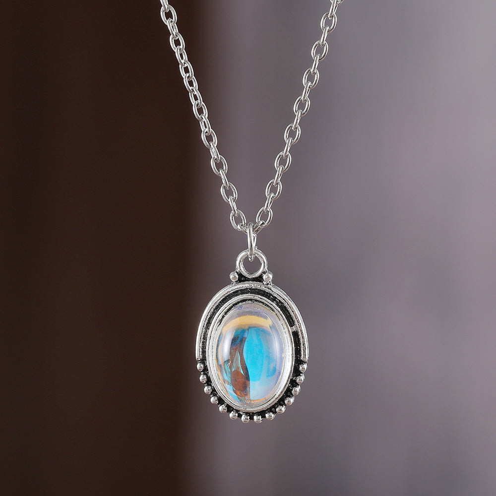 Wholesale Retro  Light Oval Zircon Necklace