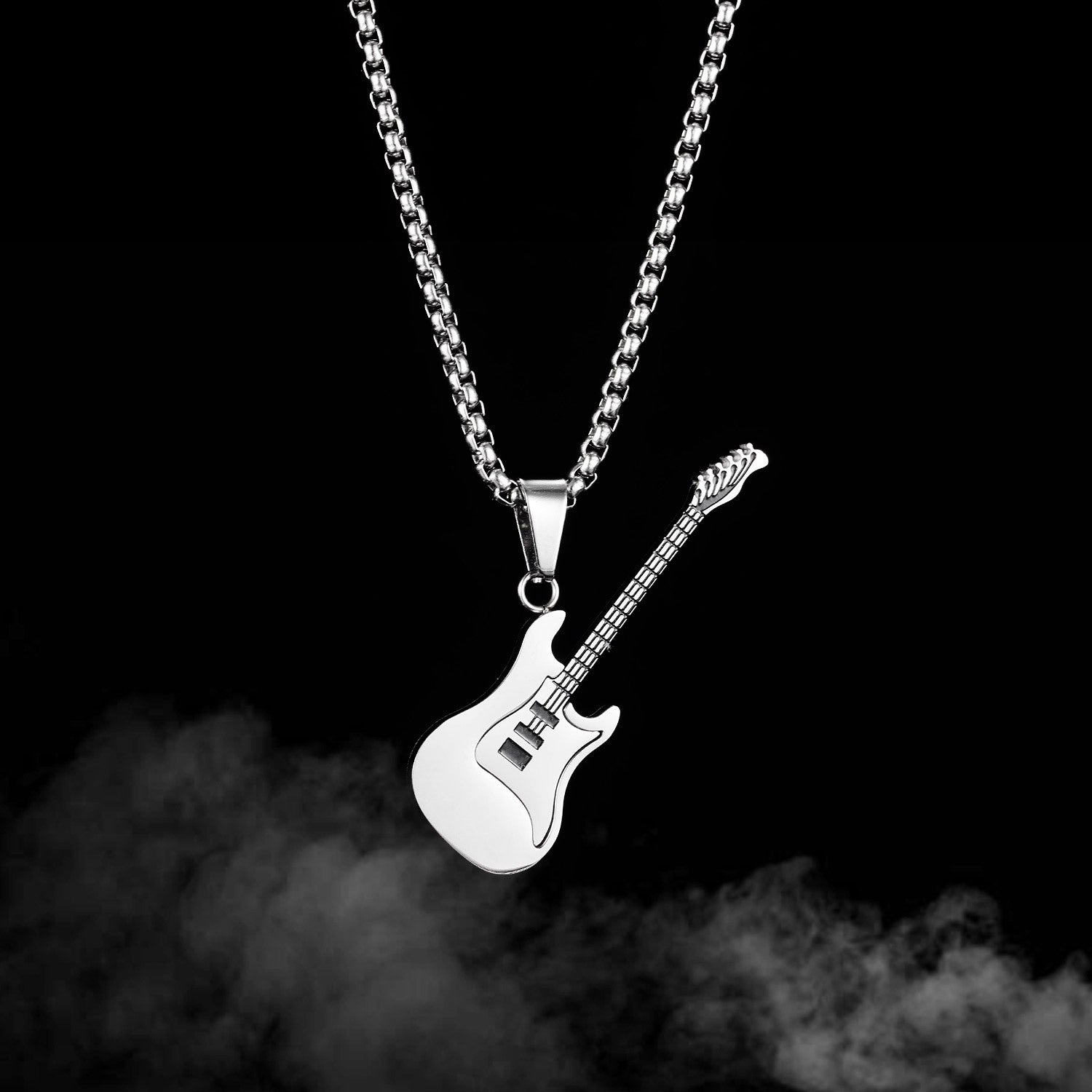 Wholesale Guitar Pendant Men Titanium Steel Necklace ACC-NE-GJ004