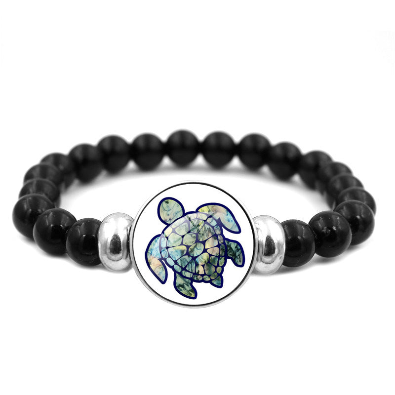Wholesale Rendering Color Turtle Bracelet Black Elastic Beaded Resin Bracelet ACC-BT-JiaYun001