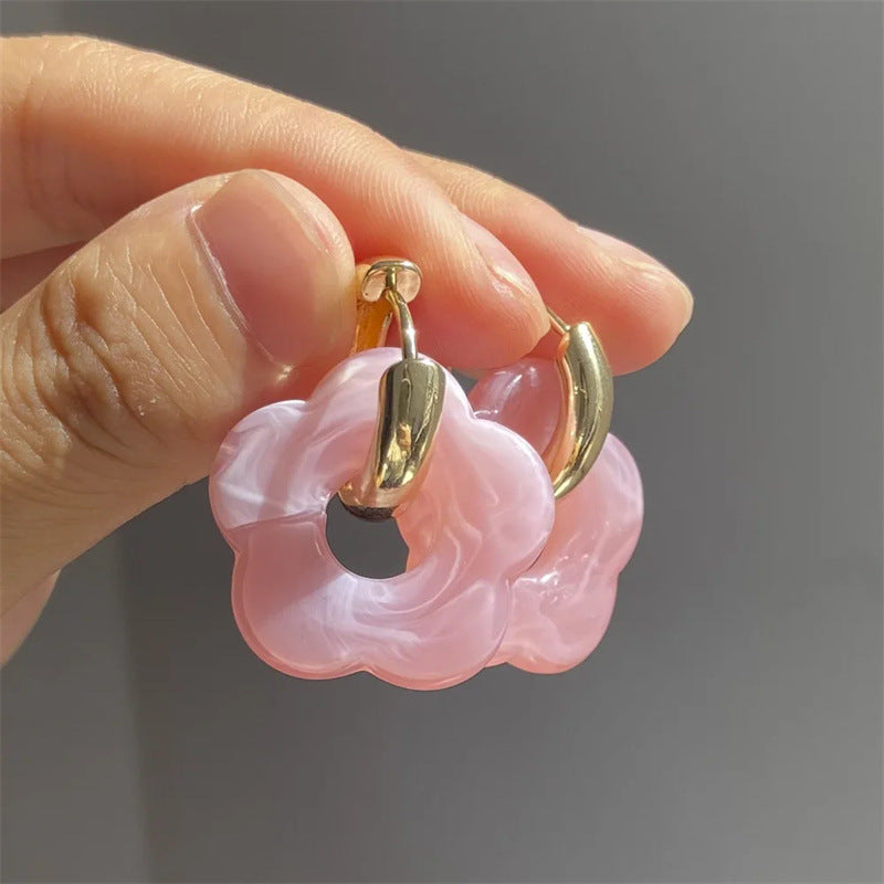 Wholesale Resin Flower Copper Earrings ACC-ES-MLR009