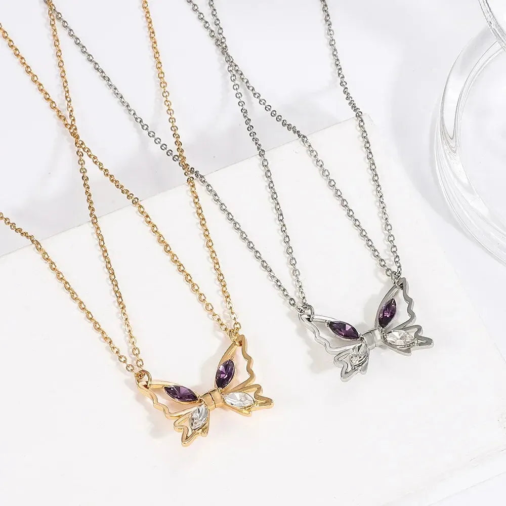 Wholesale Creative Magnetic Attraction Hollow Butterfly Pendant Necklace