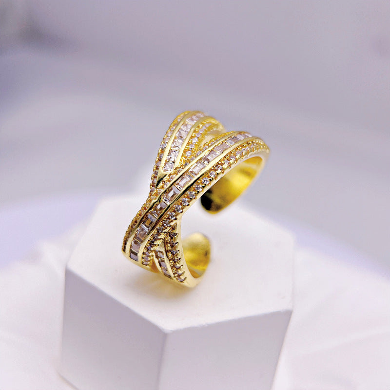 Wholesale Square Diamond Ring Cross Light Luxury Rings ACC-RS-YXY037