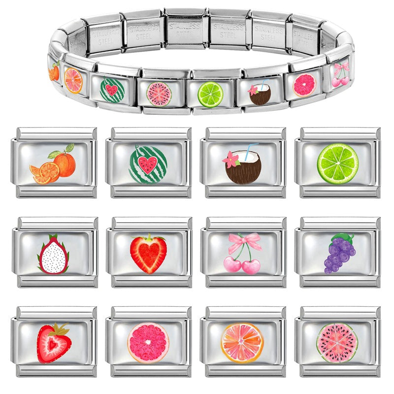 Wholesale 9mm Italian Charm Starter Bracelets DIY square Single Section Creative Stainless Steel Composable Bracelet