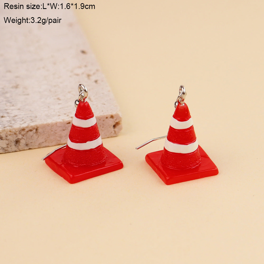 Wholesale 3D Traffic Sign Cone Earrings