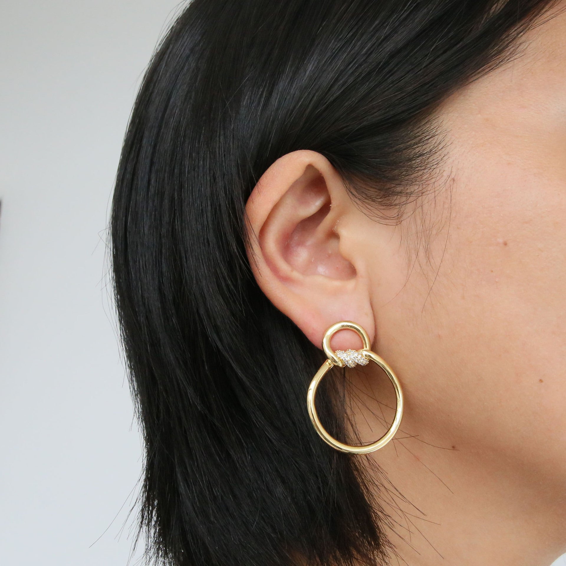 Wholesale  18k gold brass zircon ring twist earrings