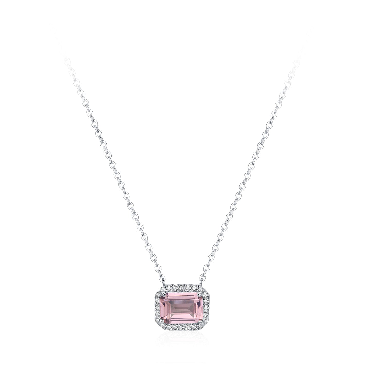 Wholesale S925 sterling silver  pink geometric sugar necklace