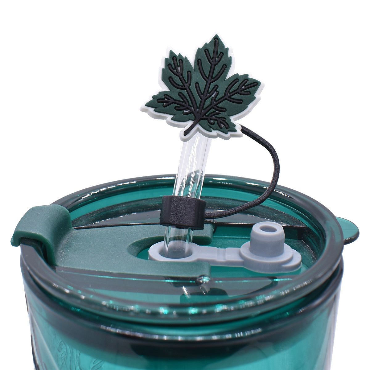 Wholesale Random 100pcs Colorful Maple Leaf Straw Tube Cap 10mm Soft Glue Straw Decoration Straw Cover ACC-SCR-RYY046