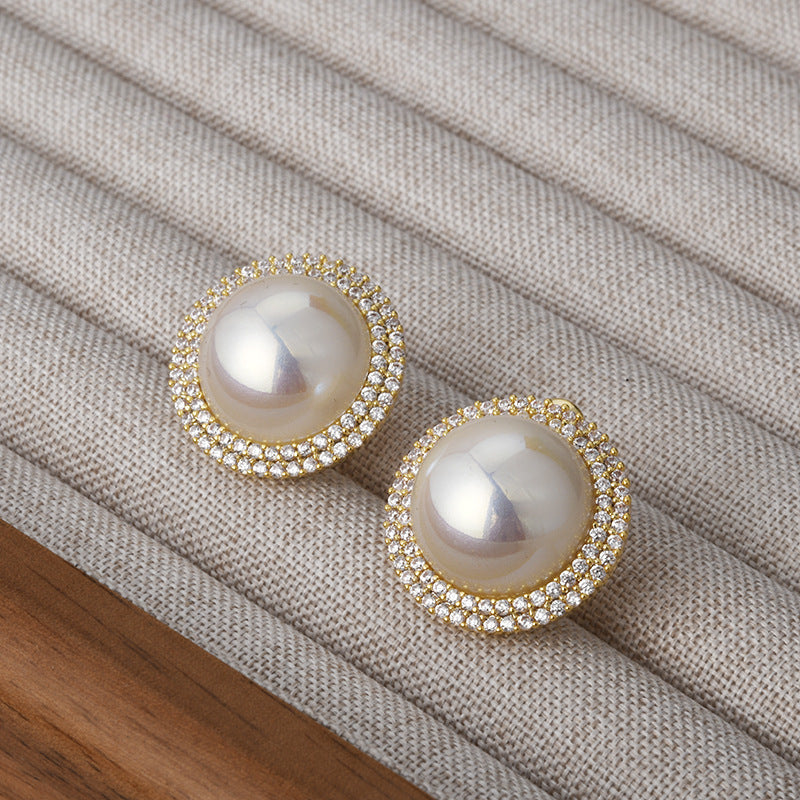 Wholesale  Light Luxury Pearl Earrings  Zircon Earrings