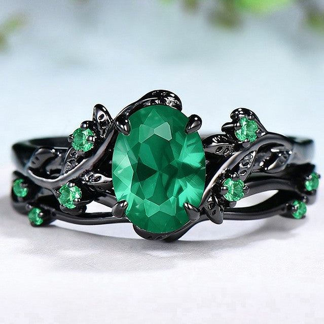 Wholesale Gun Black Gemstone Couple Rings,  Branch Cross Design,  Vintage Style,  Women' s Fashion Jewelry Gift,  Boutique Resale