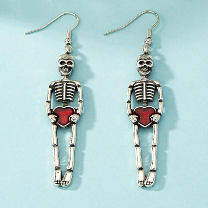 Wholesale Halloween Red Love body skull vintage earrings