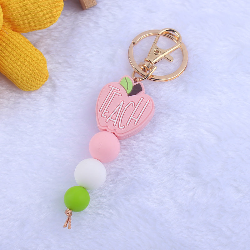 Wholesale Cartoon Teacher Books Apple Silicone Beaded Keychain ACC-KC-GuangTian009