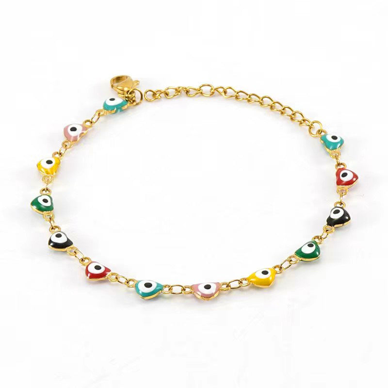 Wholesale 18K Titanium Steel Evil Eye Stainless Steel Heart Bracelet Necklaces ACC-BT-Zhongy004