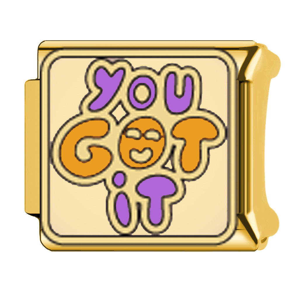 Wholesale  Italian Charm Bracelet 9mm DIY welding oil dripping Creative Stainless Steel Composable Bracelet