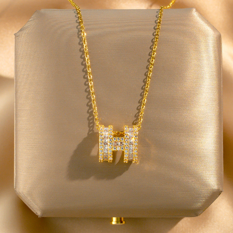 Wholesale Titanium Steel Zircon Clavicle Chain Necklace Korean Style Jewelry Accessory