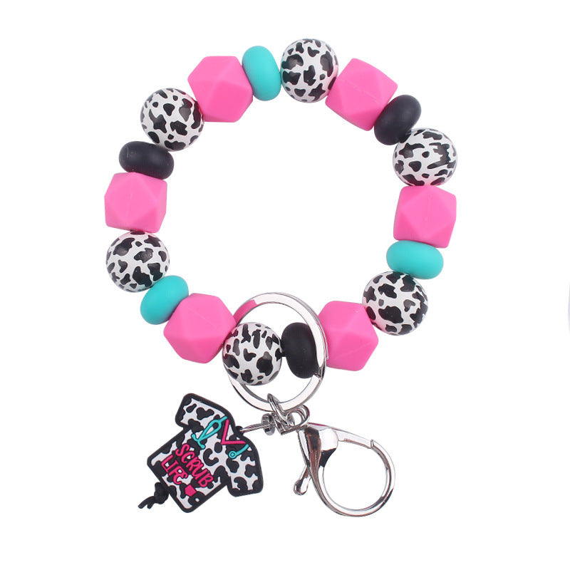 Wholesale Cartoon Nurse Uniform Silicone Beaded Wrist Keychain ACC-KC-GuangTian059