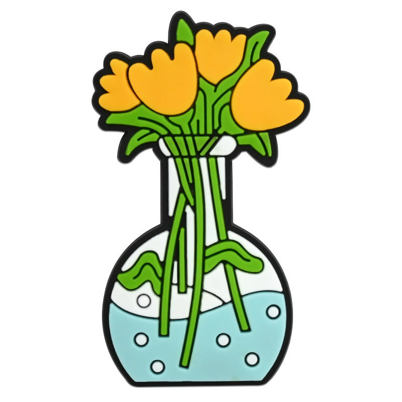 Wholesale  Random 100pcs  floral bouquet series PVC Soft Rubber Shoe Buckle Decoration