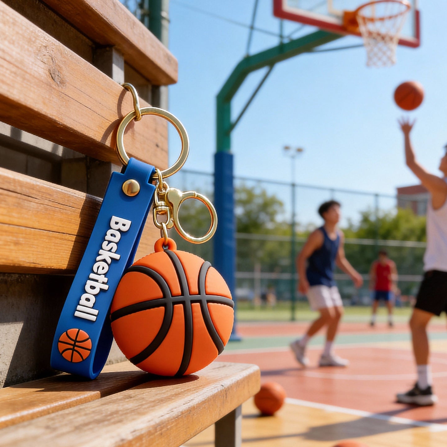Wholesale Basketball Theme Flexible Rubber Keychain Decorative Keyring For Boys Students Birthday Gift Accessory