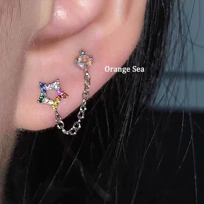 Wholesale  Love Cross Chain Tassel Ear Nail Earrings