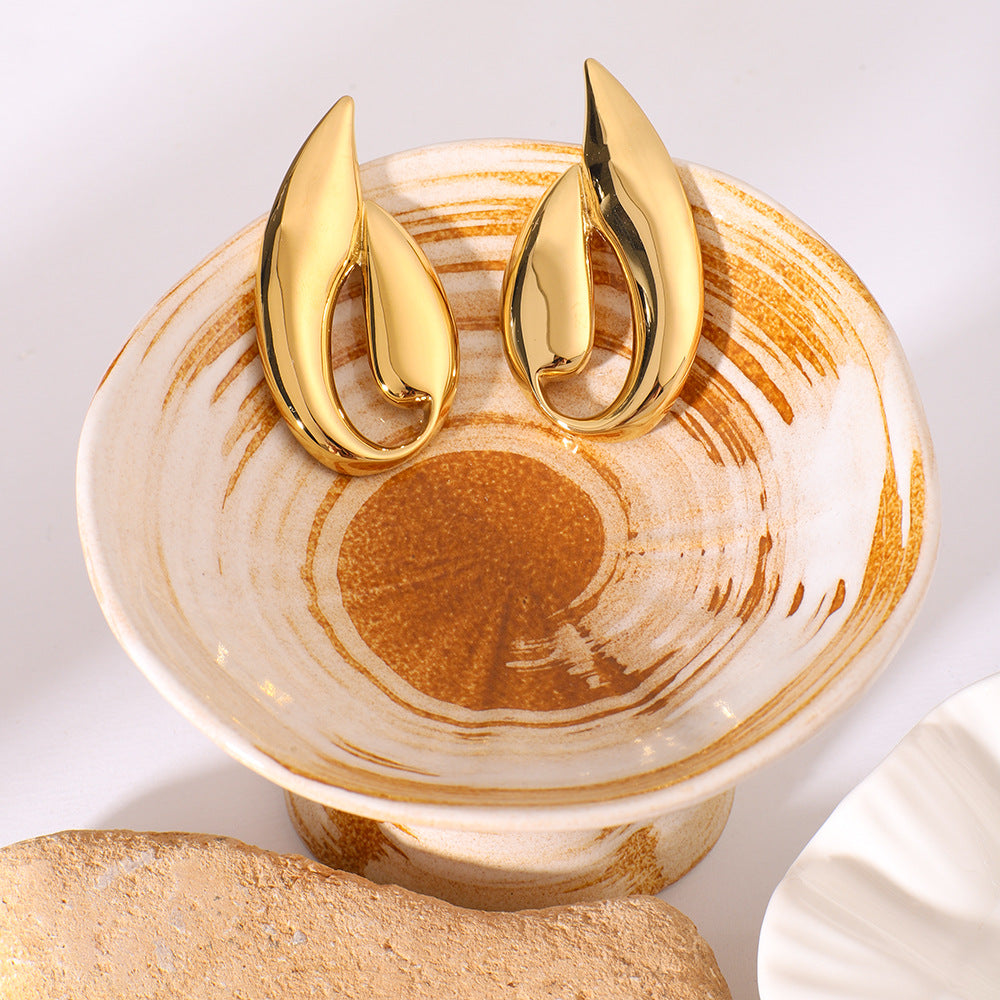 Großhandel, tropfenförmige geometrische Skorpion, hohlförmige Edelstahlohrringe