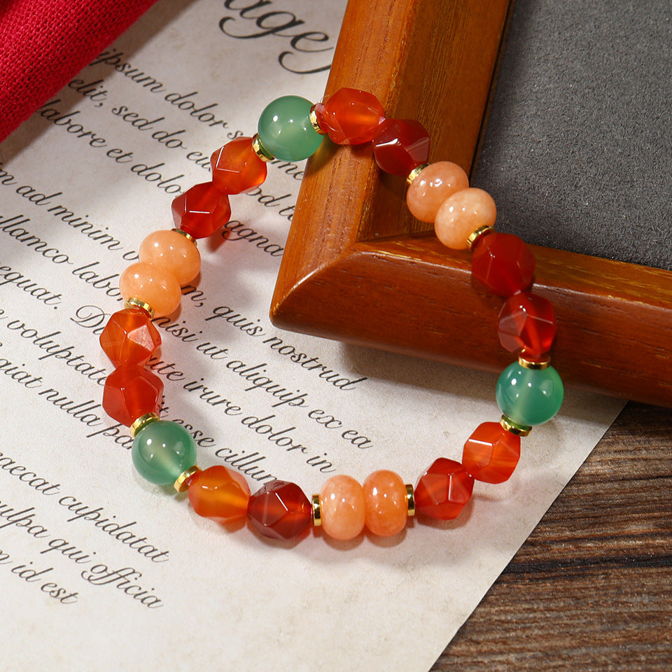 Wholesale Retro Ethnic Colorful Irregular Natural Stone Bracelet Anniversary Celebration Gift Jewelry Accessory