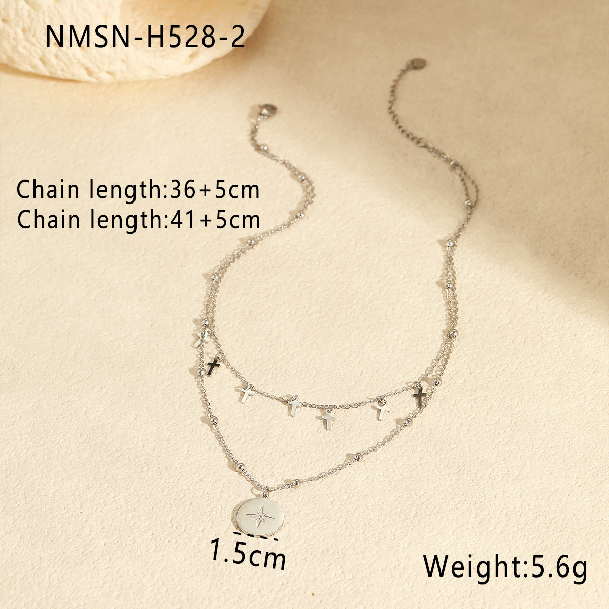 Wholesale Stainless steel cross double-layer necklace