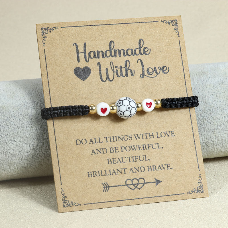 Wholesale Braided rope basketball heart bracelet