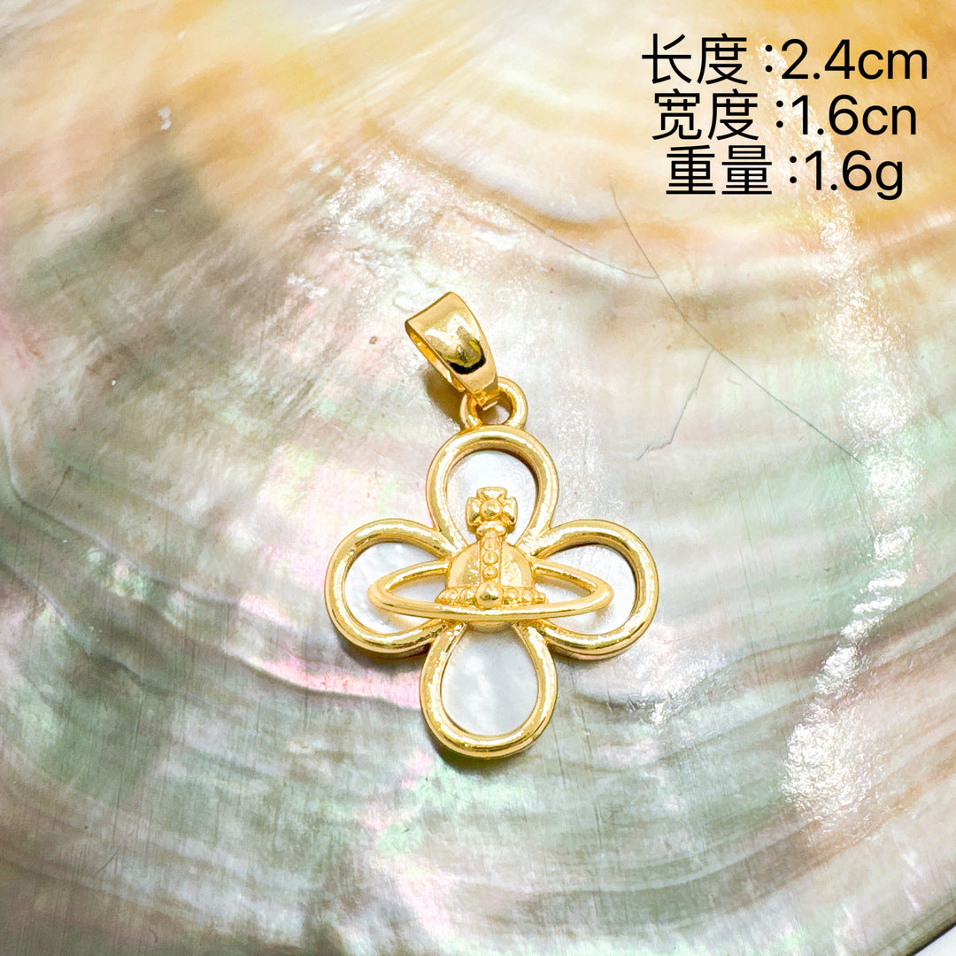 Wholesale Mother-of Pearl Pendant Necklace Gold Plated Copper European Style Fashion Accessory