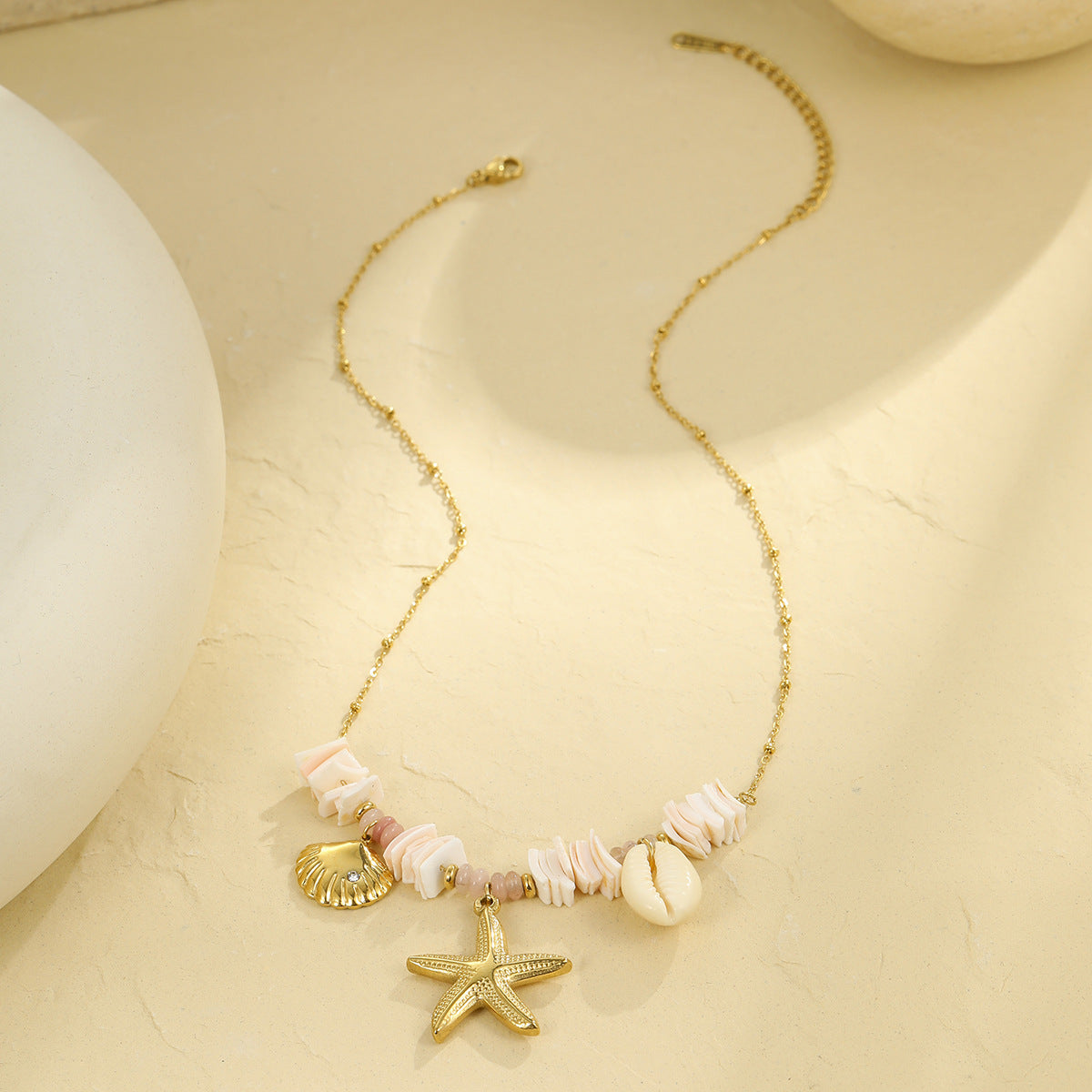 Wholesale  Ocean Vacation Summer Shell Starfish Necklace 18k Stainless Steel Clavicle Chain