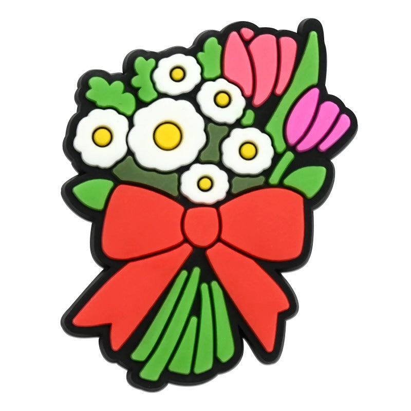 Wholesale Random 100pcs  Spring Picnic Series  PVC Soft Rubber Shoe Buckle Decoration