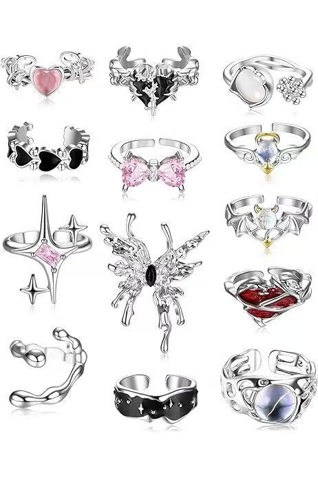 Wholesale Trendy Totem Design Ring with Love Heart Stones,  Zinc Alloy Fashion Accessory for Everyday Wear