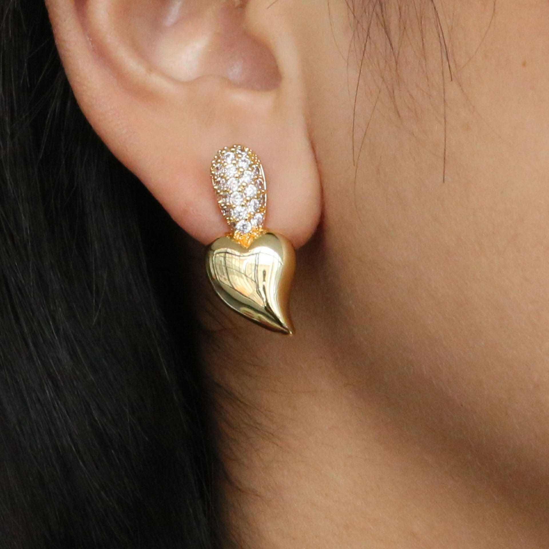 Wholesale  18K gold brass love pendant earrings