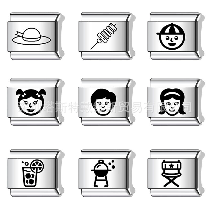 Wholesale 9mm Italian Charm Starter Bracelets DIY square Single Section Creative Stainless Steel Composable Bracelet
