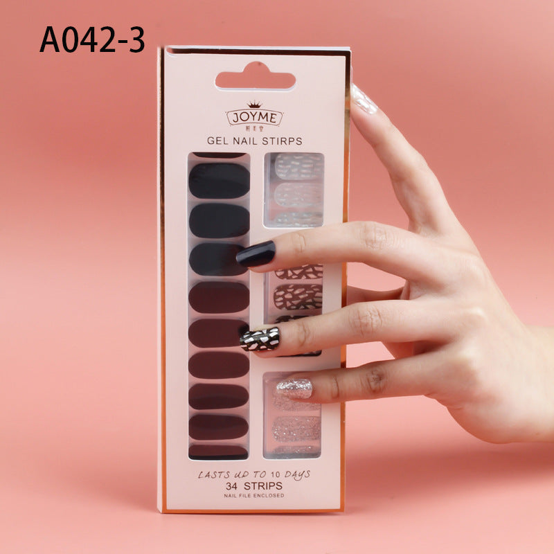 Wholesale Plastic Nail Stickers, Waterproof, Baking Free, Solid Color Nail Stickers, 34 Stickers Without Curling Edges ACC-NS-XKQ007