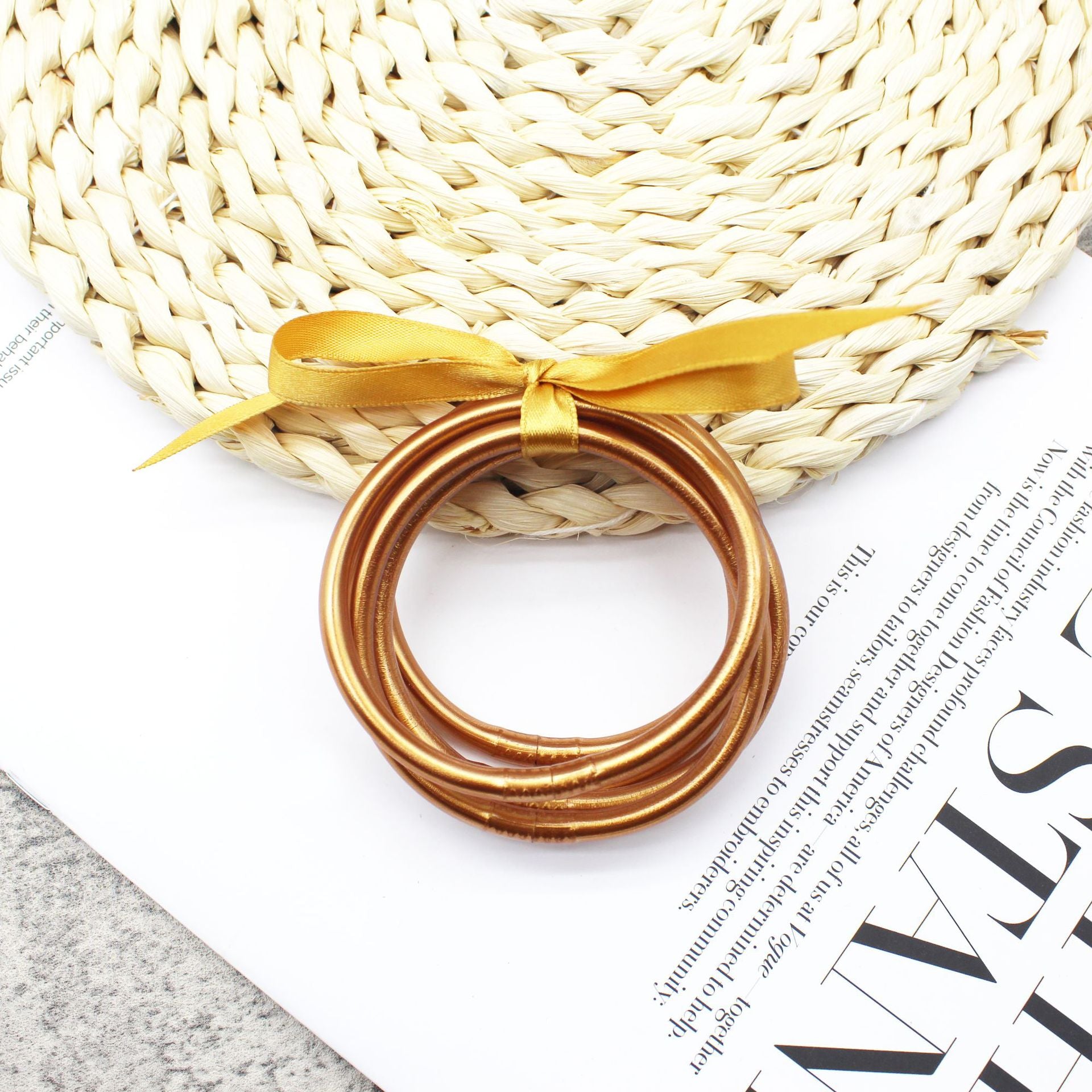 Wholesale Gold Foil Plastic Bracelet Silicone Gold Powder Jelly Bangles ACC-BT-YTian003