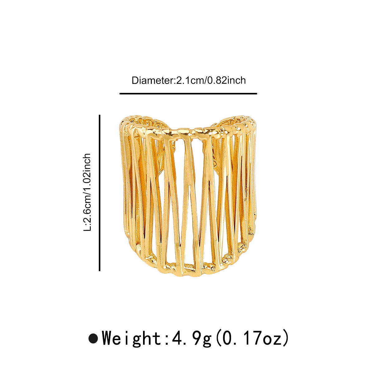 Wholesale Retro Irregular Lines Wide Multi-layer Ring Stainless Steel