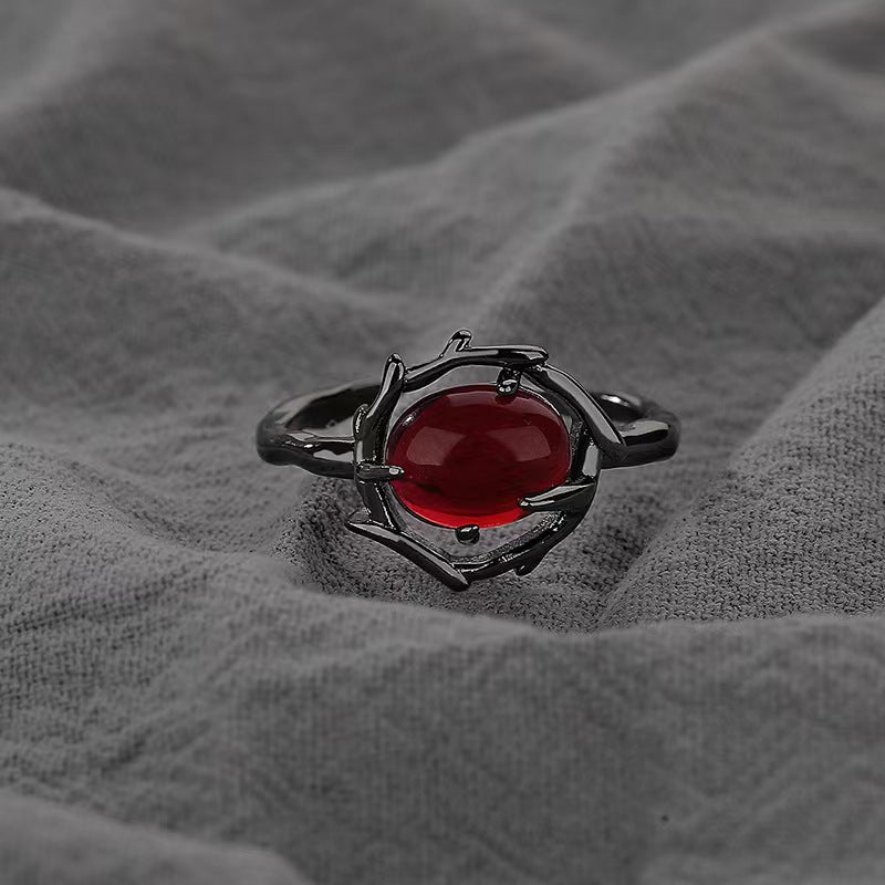 Wholesale Unisex Vintage Dark Lava Texture Ring Gun Black Alloy Fashion Jewelry Gift