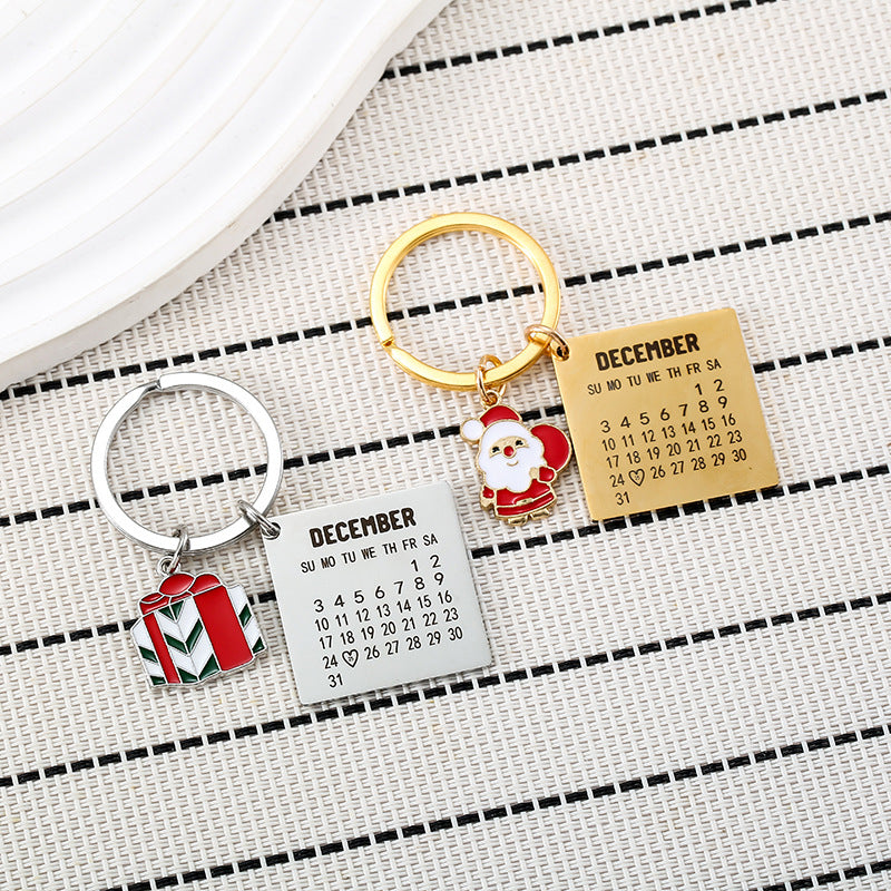Wholesale Santa Claus Christmas Gift Box December Calendar Keychains ACC-KC-JinZhu011