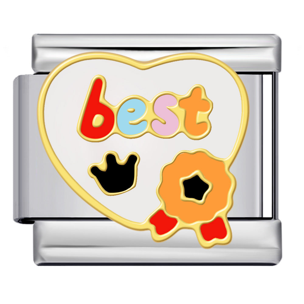 Wholesale  Italian modular  heart-shaped titanium steel  oil-dripping DIYbracelet