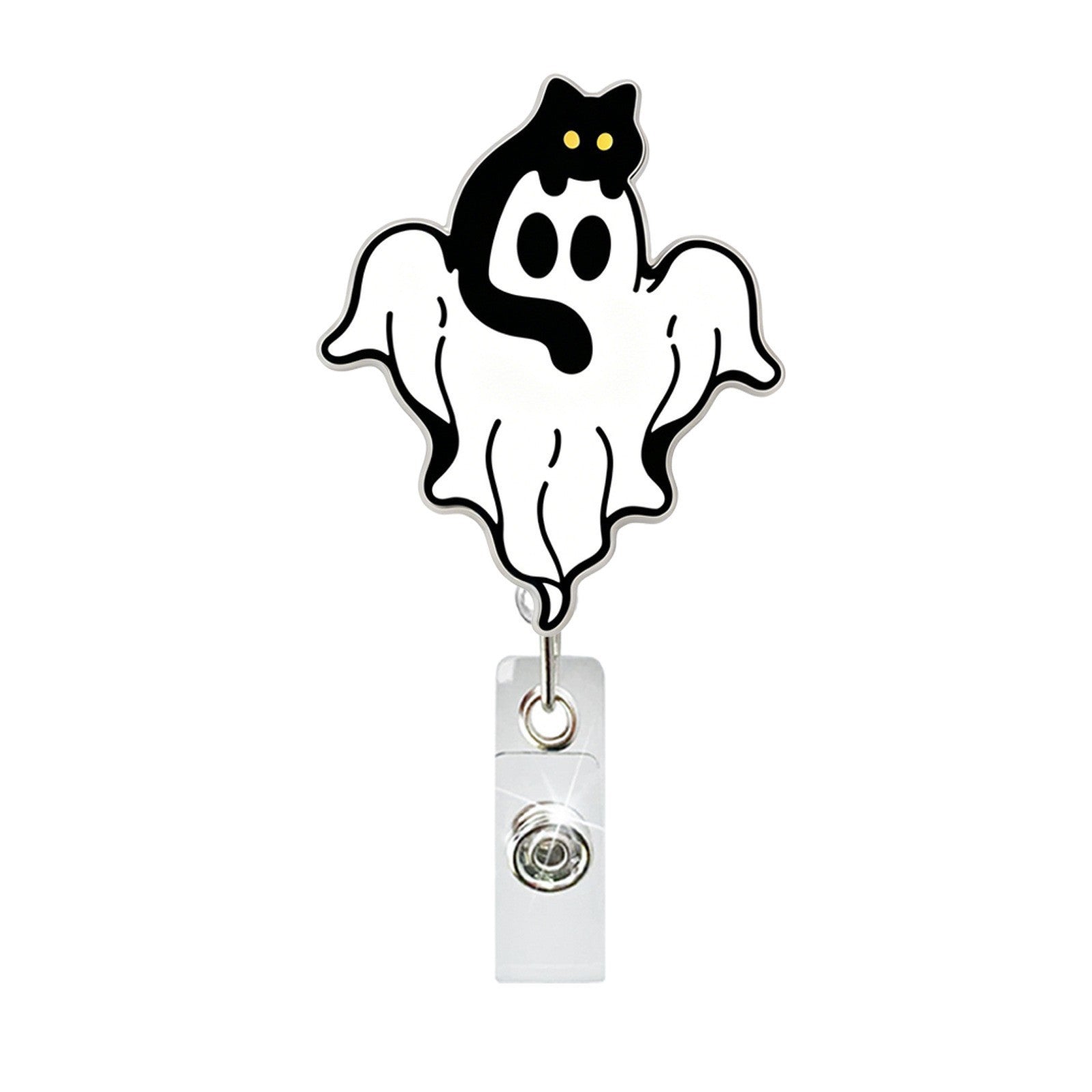 Wholesale Acrylic Black Cat  Retractable Pull-Tab ID Badge Party Bag Charm
