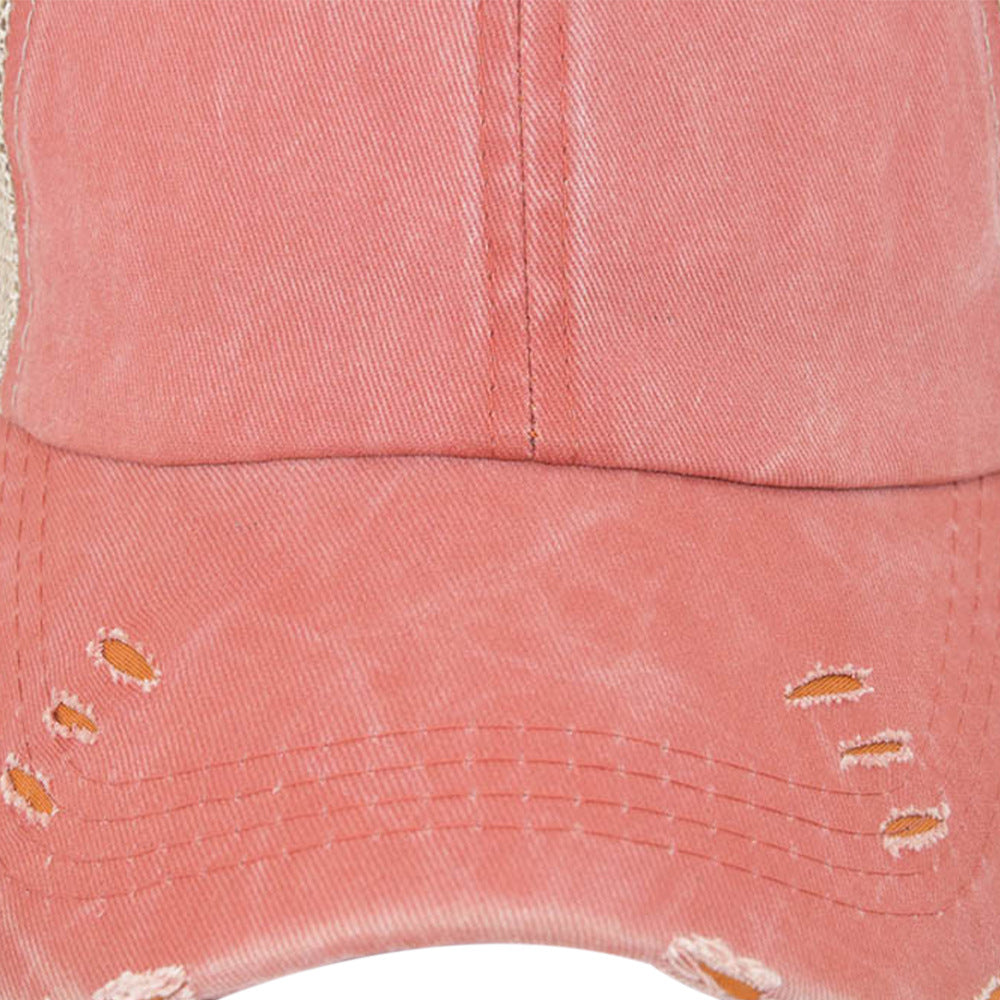 Wholesale Distressed Soft Top Vintage Ponytail Hole Baseball Cap ACC-HT-YMX014