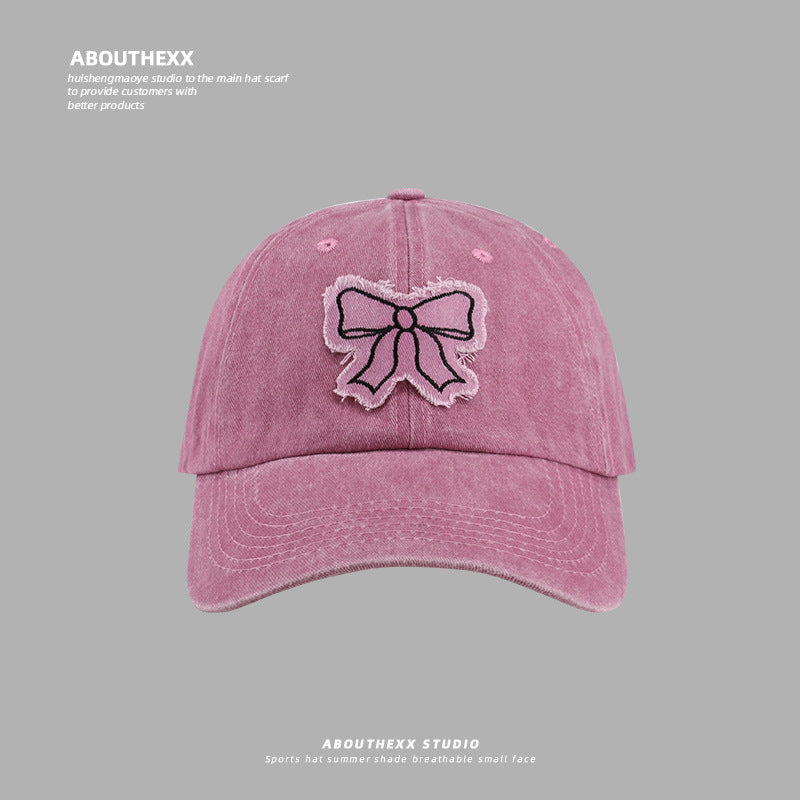 Wholesale  Cute  Bow Hat Washed Baseball Cap