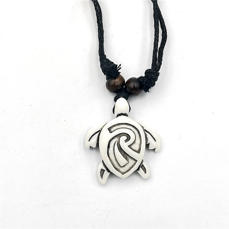 Wholesale Vintage Turtle Necklace Carved Turtle Pendant Resin Sweater Chain ACC-NE-ShuangDe001