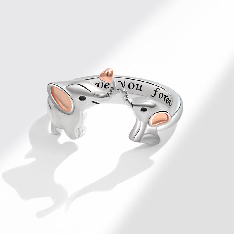Wholesale Mother's Day Two Color Elephant Open Ring Adjustable Rings ACC-RS-YJY005