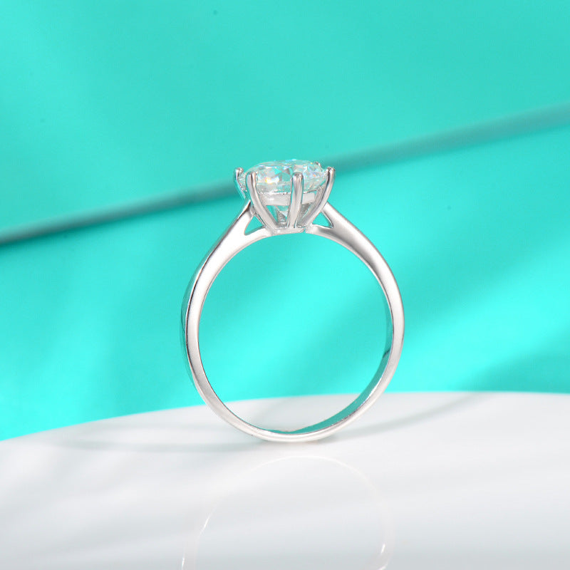 Wholesale Sterling Silver S925 Moissanite Six Prong Open Rings ACC-RS-ZYX001