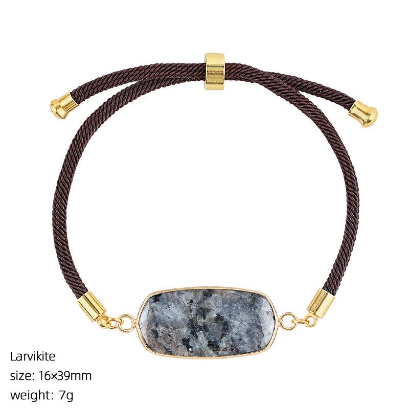 Wholesale Modern Minimalist Natural Stone Amethyst Bracelet Adjustable Woven Rope Unisex Fashion Accessory Gift