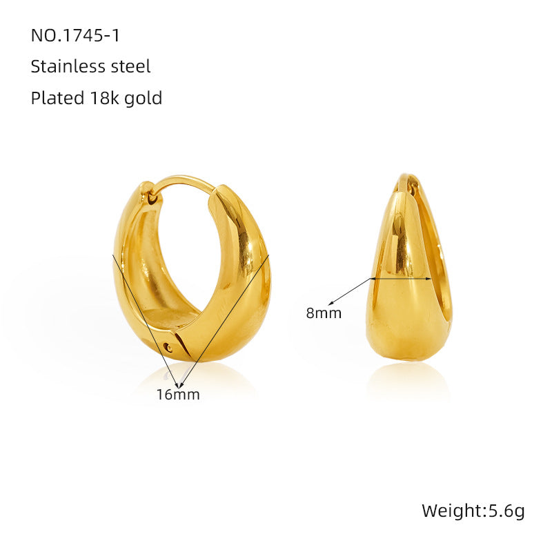 Wholesale retro  gold-plated simple circle stainless steel  earrings