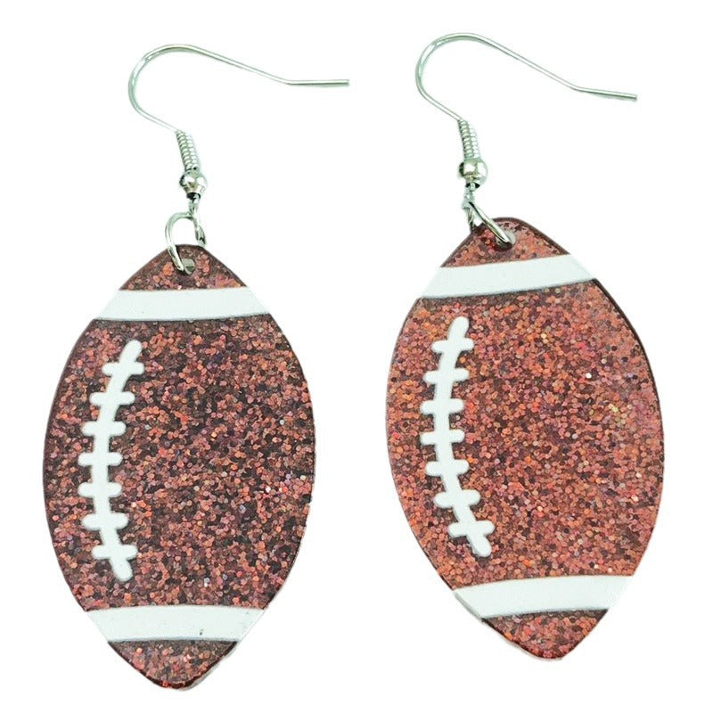 Wholesale 2pairs/pack Shiny Sports Football Baseball Softball Acrylic Earrings ACC-ES-HY114