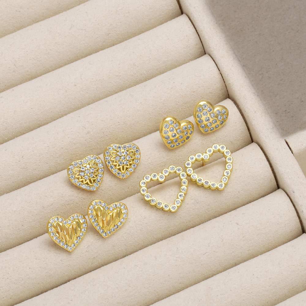 Wholesale  love heart shaped  copper plated 18k gold earrings