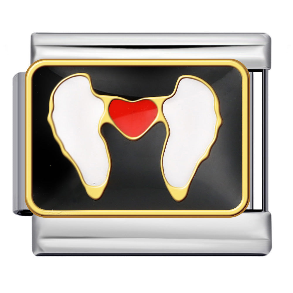 Wholesale Italian Charm Bracelet 9mm DIY Oil-Drip Welded Pattern Creative Stainless Steel Composable Bracelet