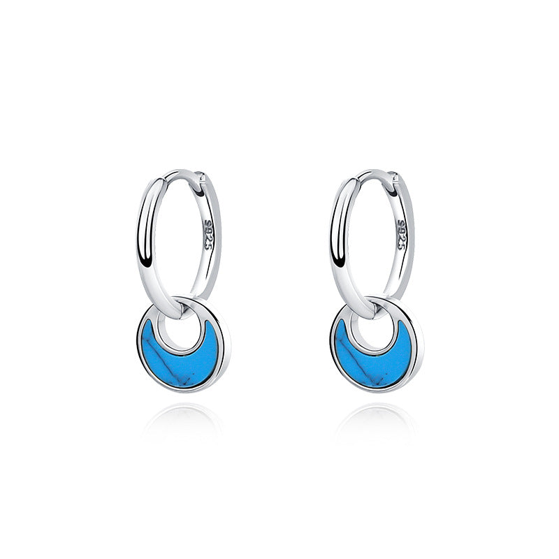 Wholesale 925 Sterling Silver Light Luxury Turquoise Shell Earrings